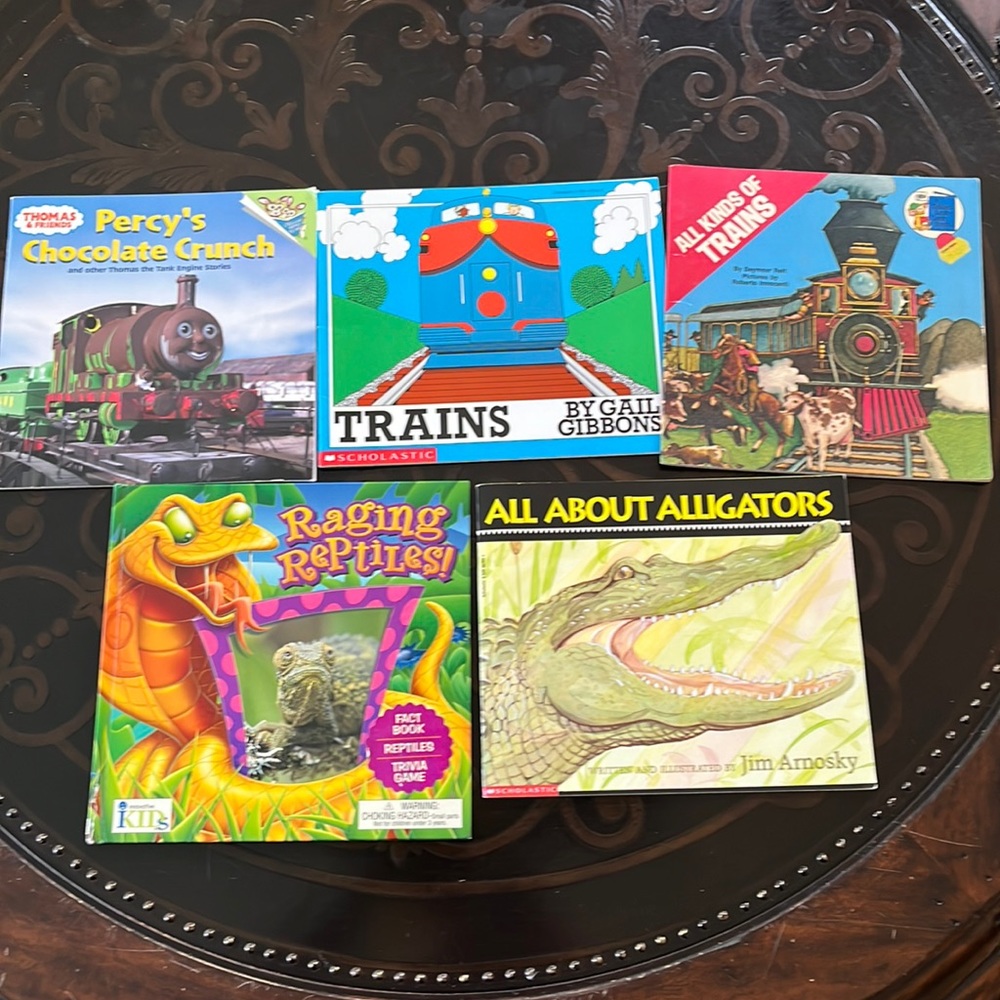 Trains & Reptiles Children's Book Bundle